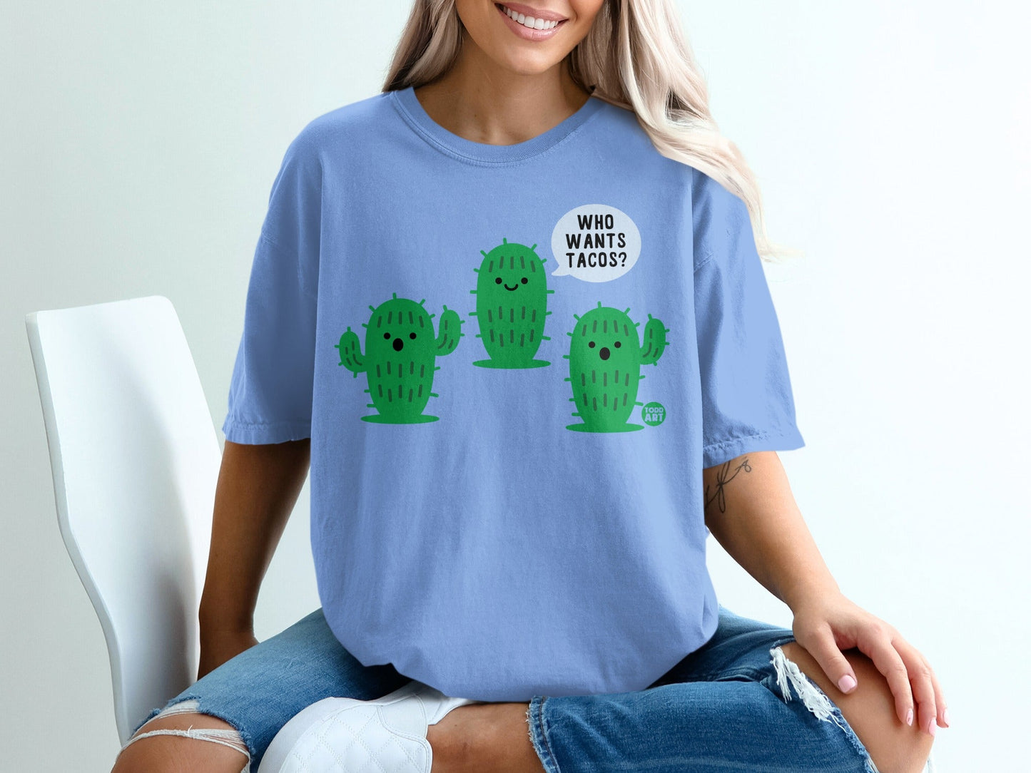 Funny Cactus Who Wants Tacos Graphic Tee Shirt