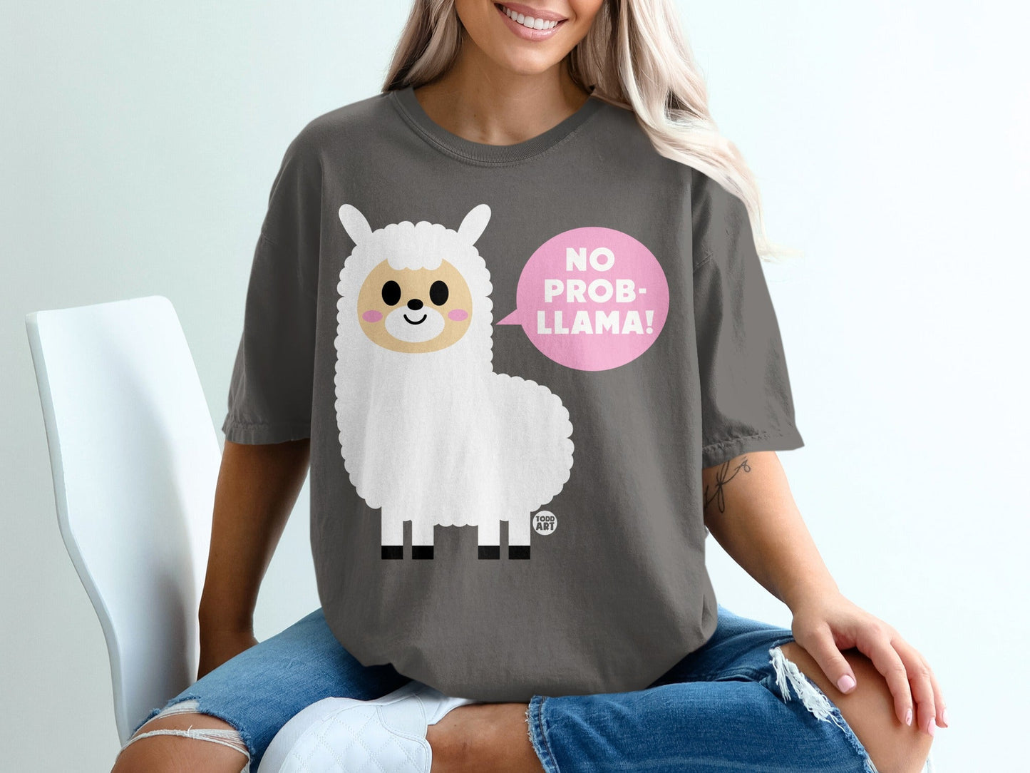 Cute No Prob-llama Graphic Tee Shirt Illustration Design