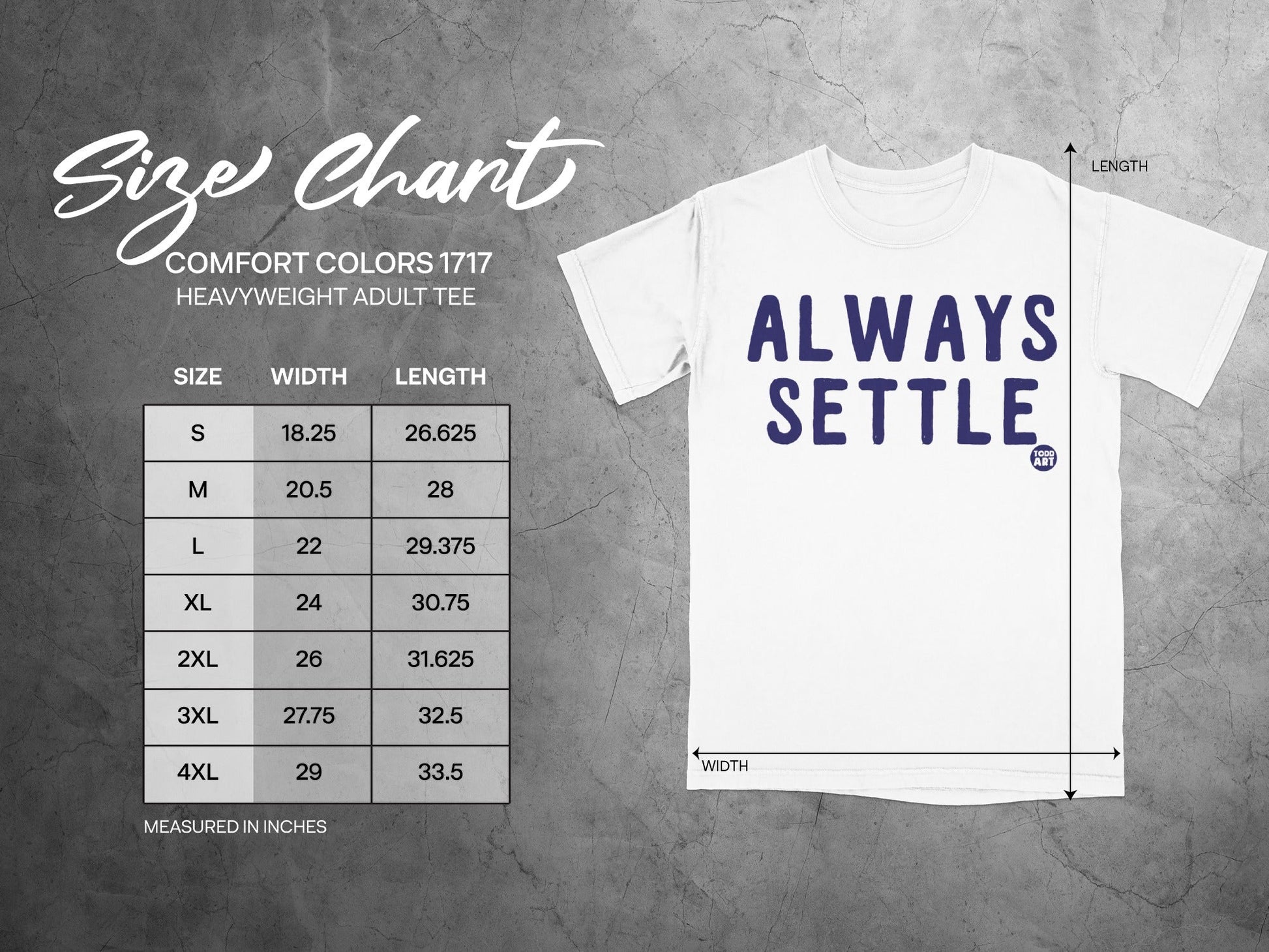 Always Settle Slogan Heavyweight Adult Tee Shirt