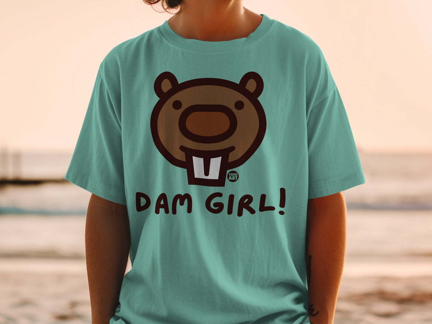 Dam Girl Beaver Character Graphic Fun Tee