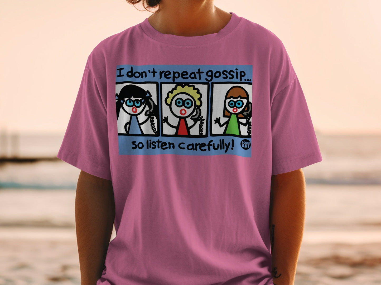Funny Cartoon Characters Gossip Listening T-shirt