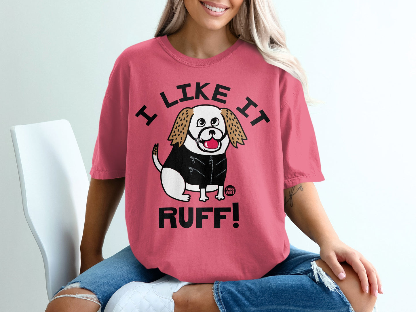 I Like It Ruff Funny Dog Graphic Tee Shirt for Women