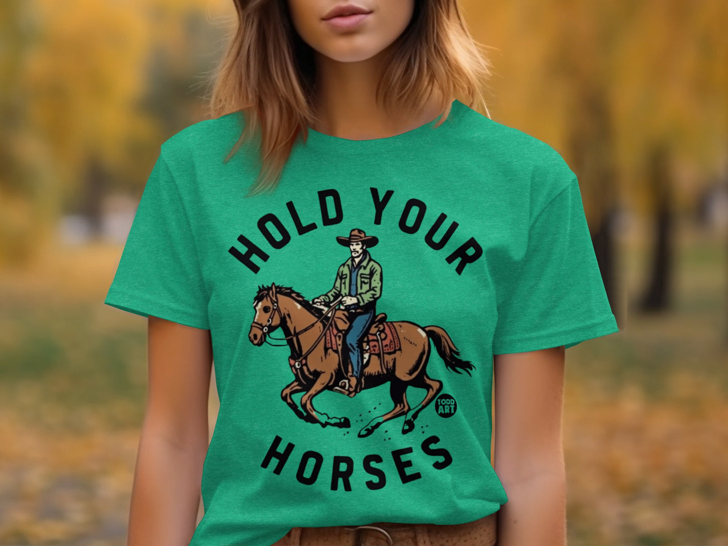 Hold Your Horses Cowboy Riding Horse Graphic Tee