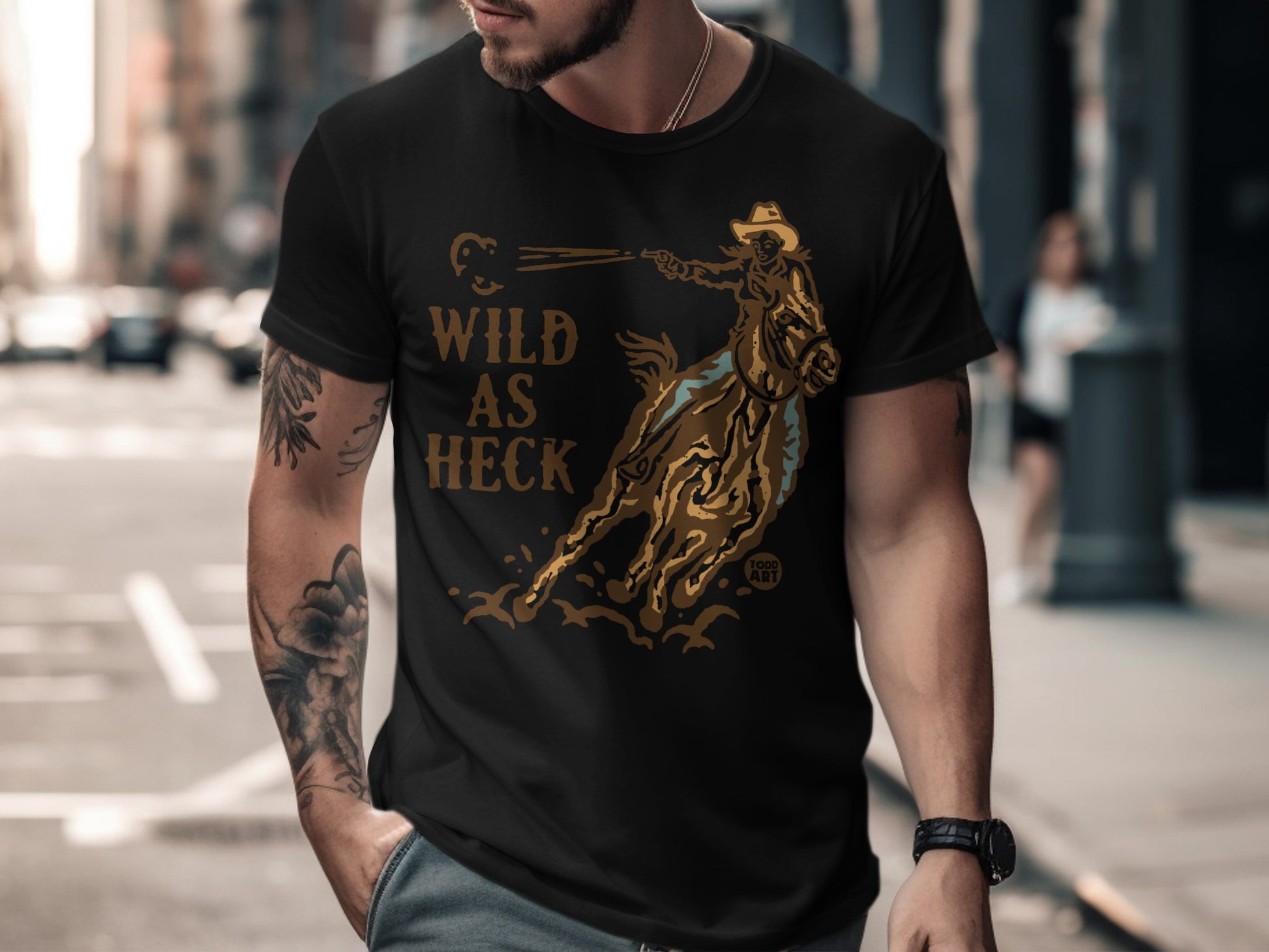 Wild As Heck Cowboy Riding Horse T-shirt