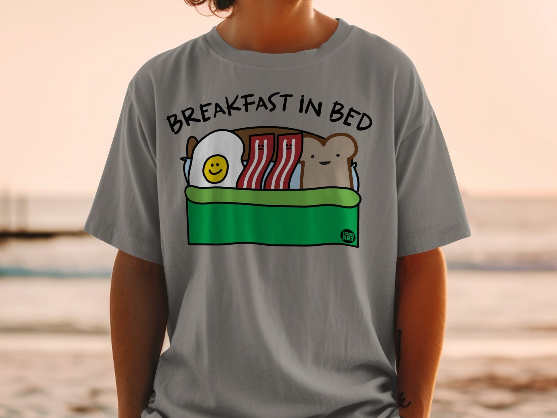 Breakfast in Bed Cute Cartoon Graphic Tee Product