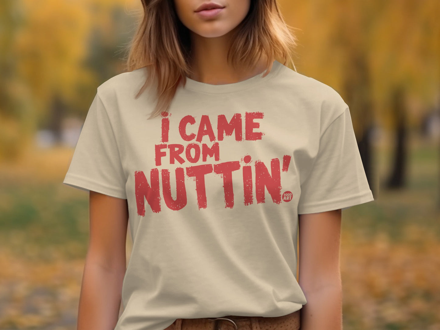 I Came from Nuttin' Bold Red Print Statement Shirt