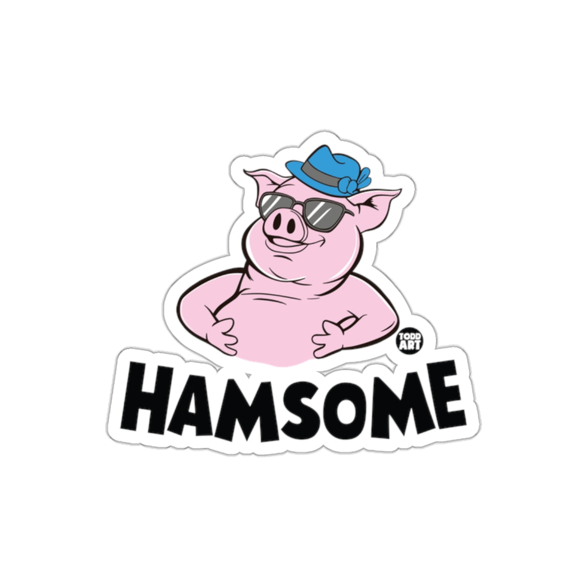HAMSOME Pig with a Hat and Sunglasses Design sticker