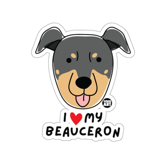 I Love My Beauceron Cute Dog Head Sticker Product