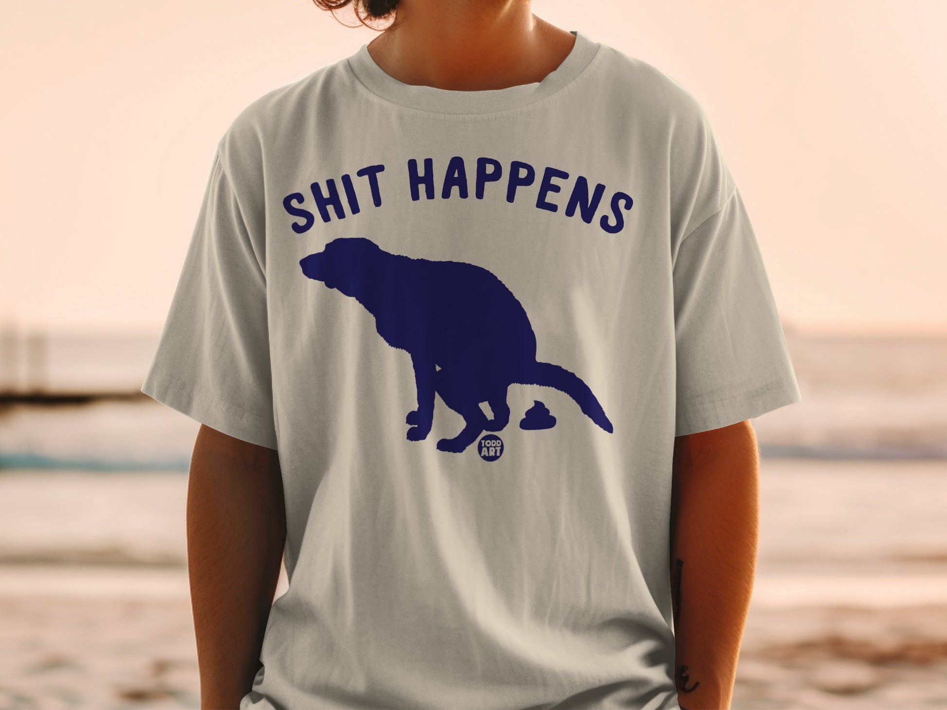 Funny Dog Silhouette Shit Happens Graphic Tee