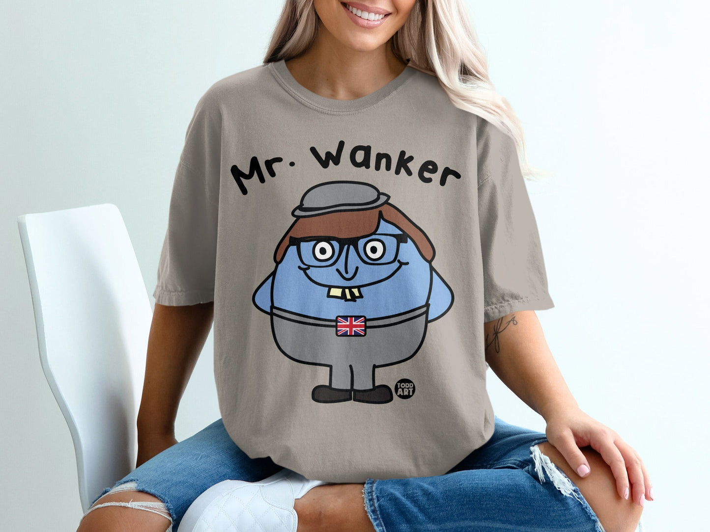 Funny Mr. Wanker Graphic Tee with British Flag Artwork