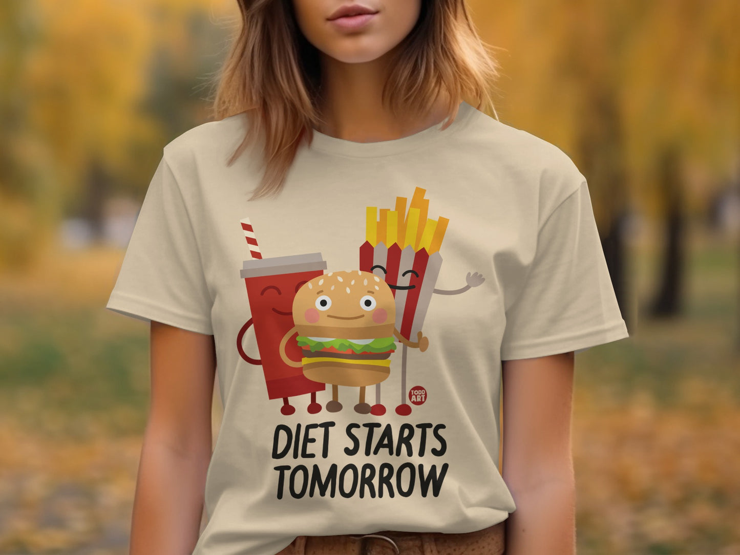 Diet Starts Tomorrow Funny Food Characters T-shirt
