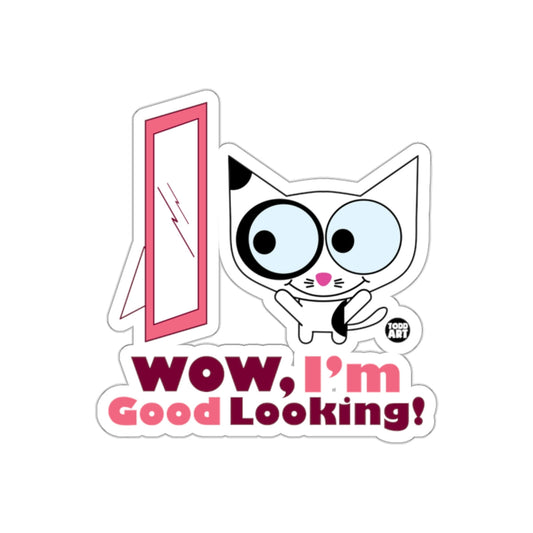 Wow I'm Good Looking Cute Cat Mirror Sticker