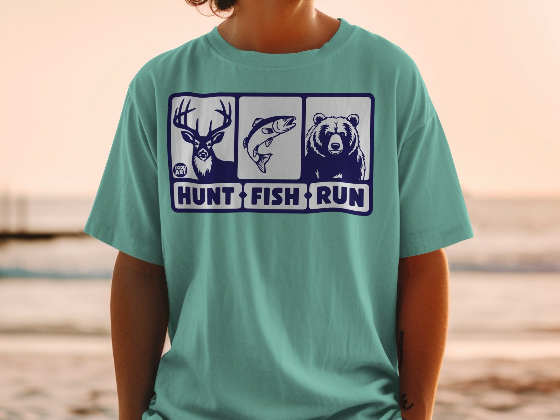 Hunt Fish Run Graphic T-shirt for Outdoor Enthusiasts
