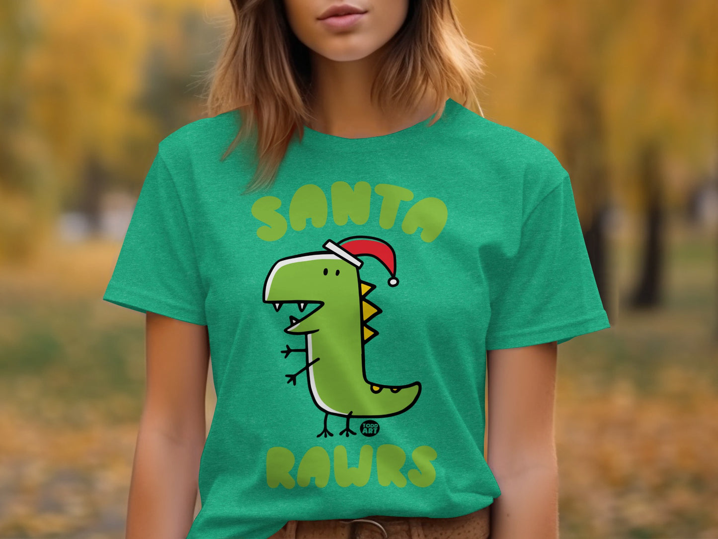 Santa Rawrs Cute Dinosaur Christmas T-Shirt