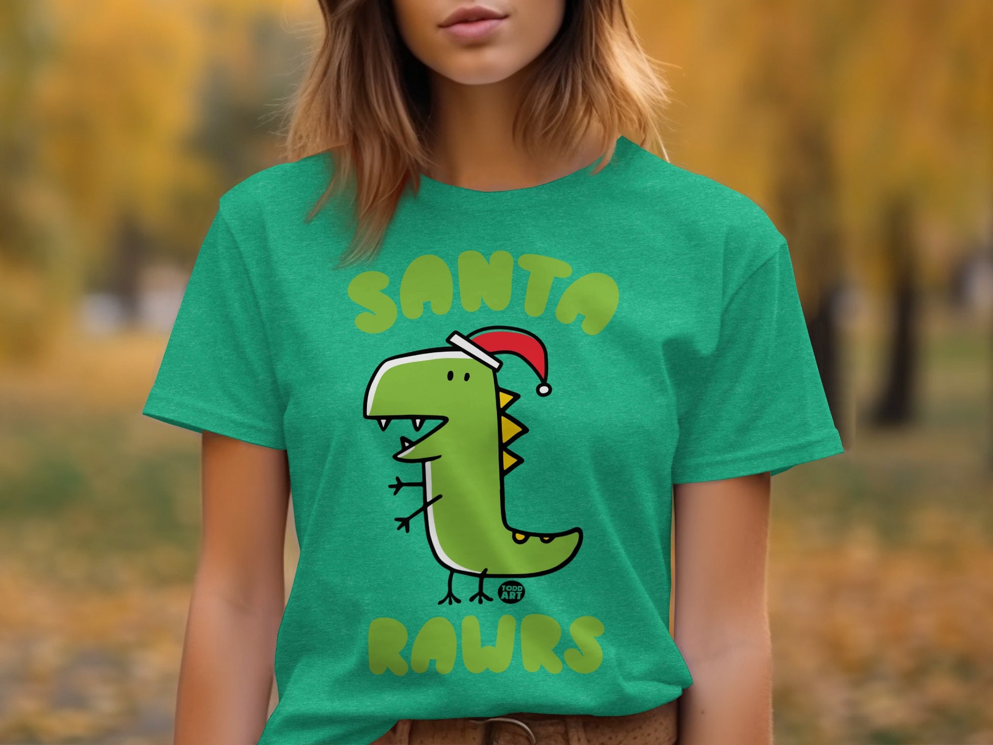 Santa Rawrs Cute Dinosaur Christmas T-Shirt
