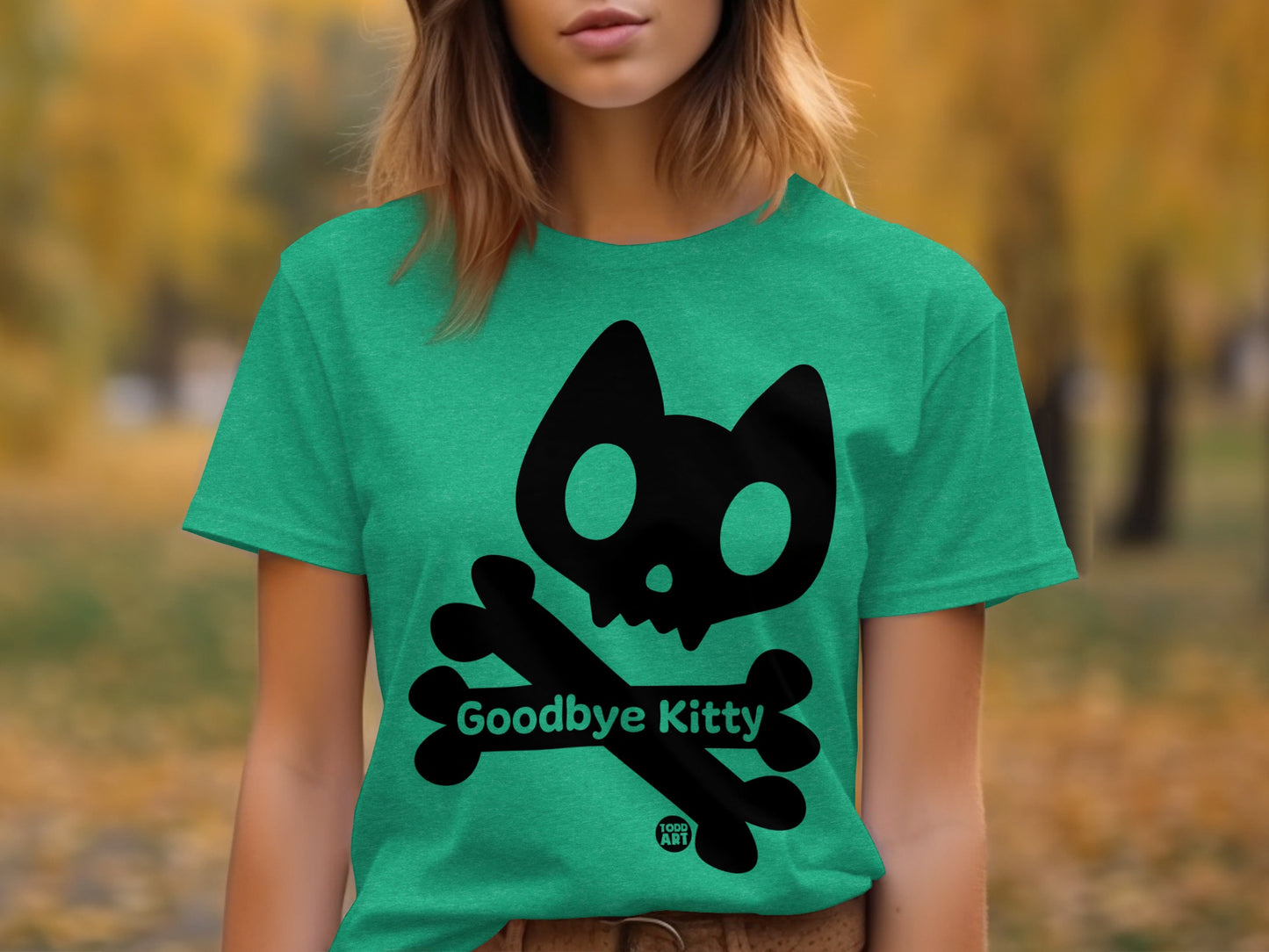 Goodbye Kitty Skull and Crossbones Graphic Tee