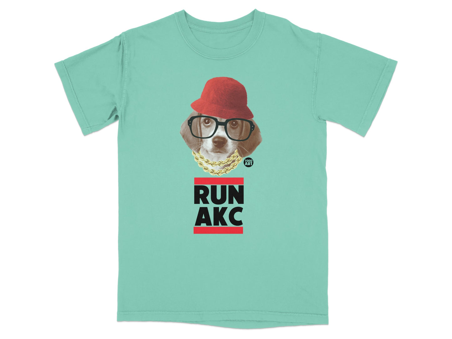 Run AKC Dog with Glasses and Hat Graphic T-shirt