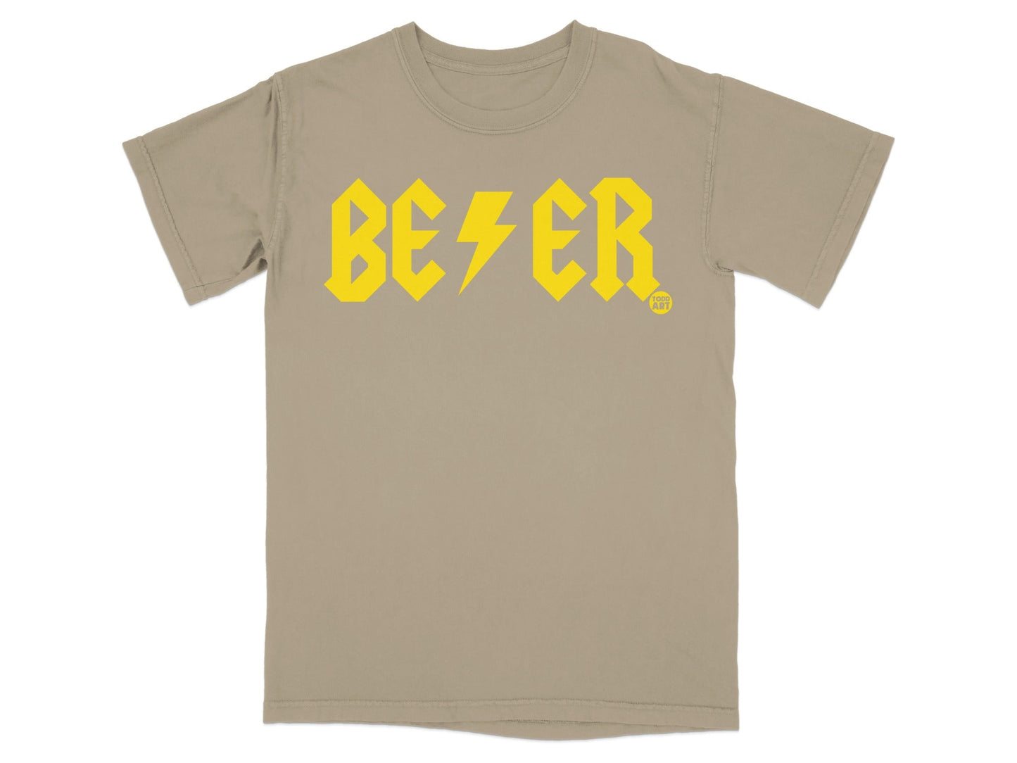 Beige T-Shirt with Bold Yellow BEZER Graphic Print