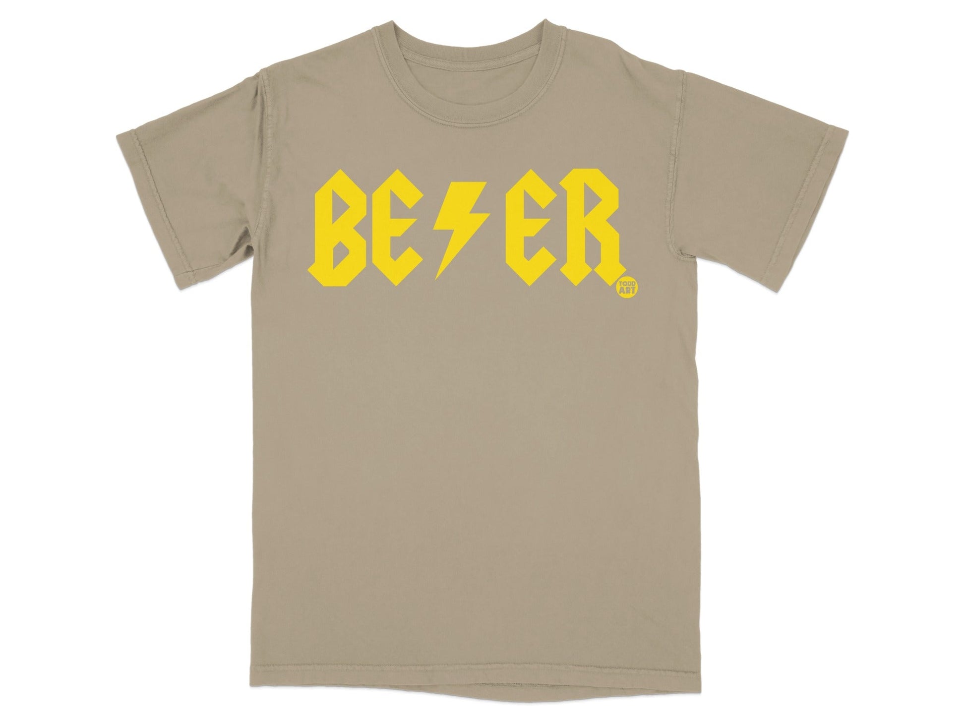 Beige T-Shirt with Bold Yellow BEZER Graphic Print