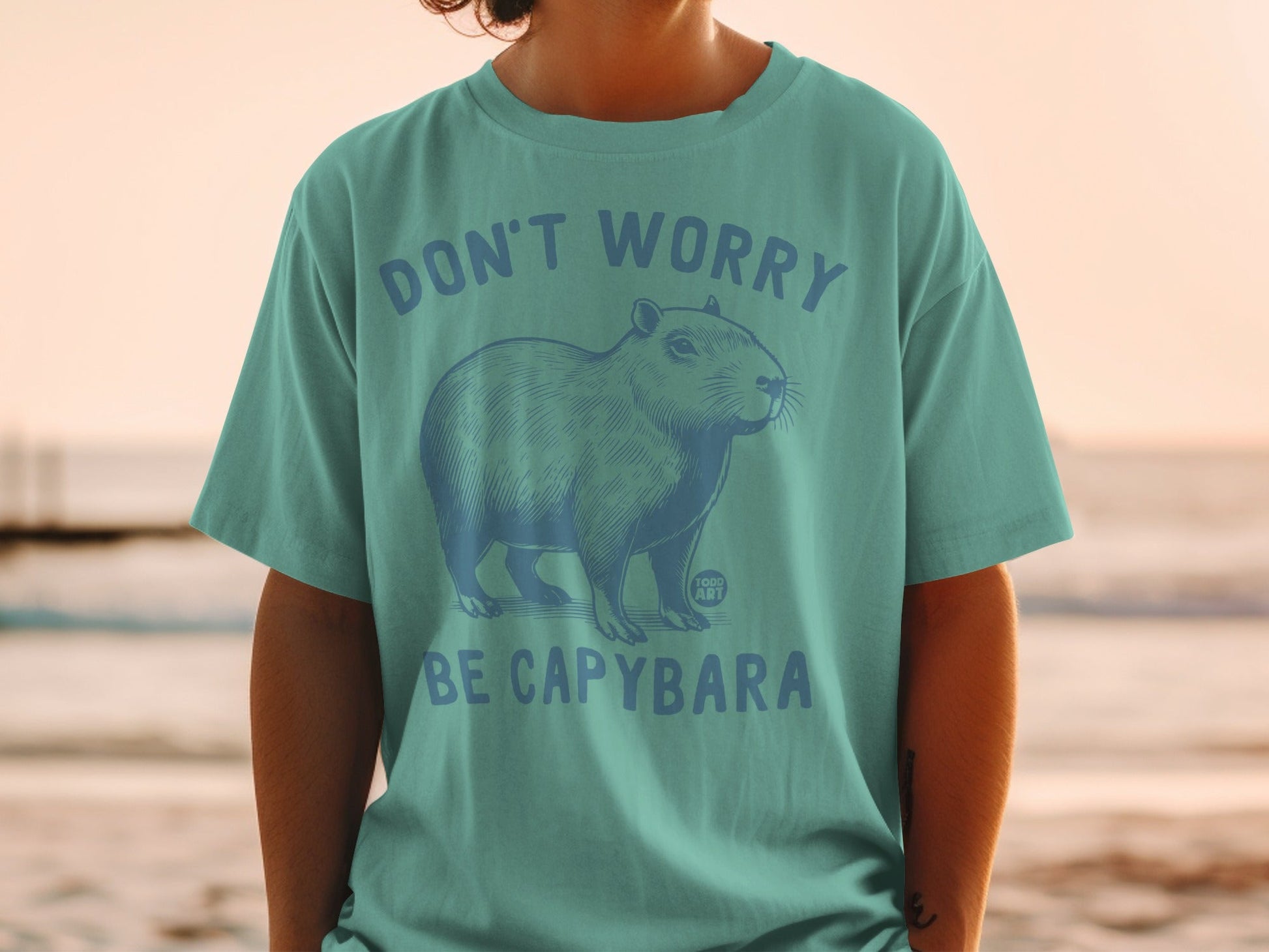 Don't Worry Be Capybara Relaxed Fit Graphic T-Shirt