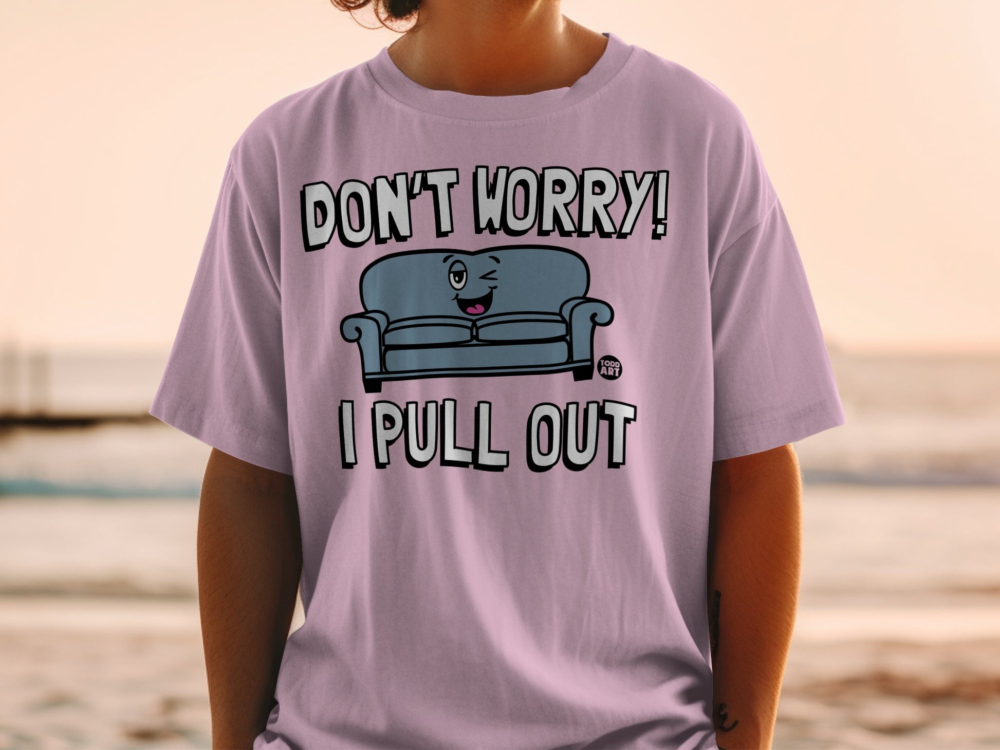 DON'T WORRY! I PULL OUT Sofa Cartoon Humor Fun product type