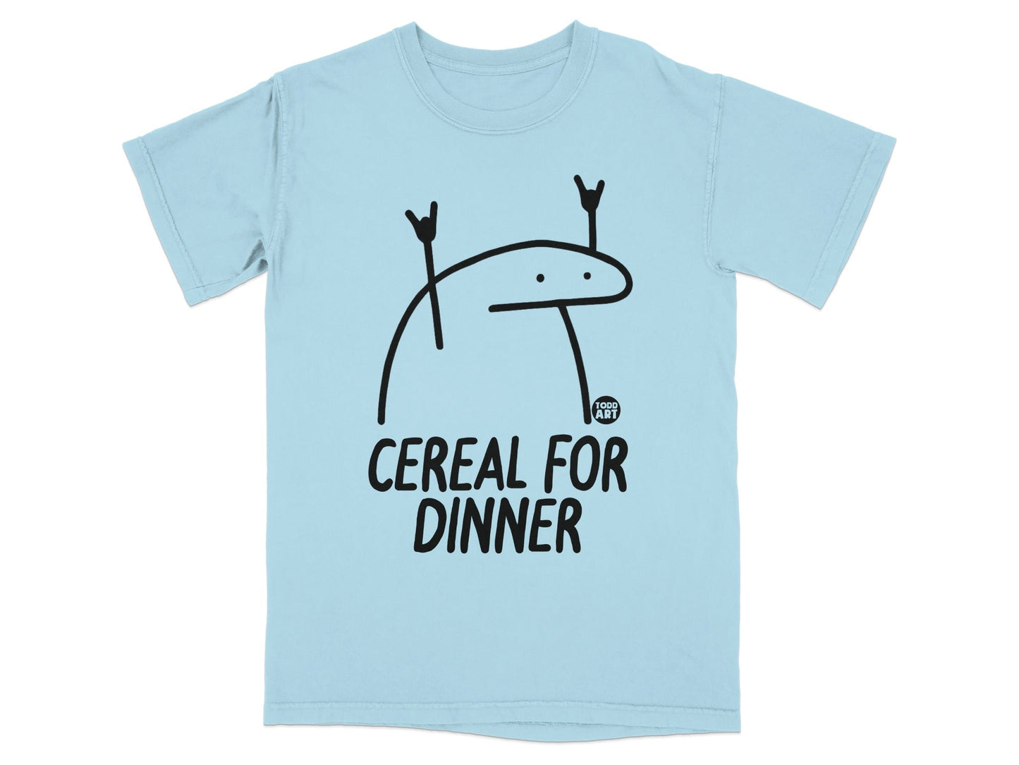 Cereal for Dinner Funny Cartoon Graphic T-Shirt