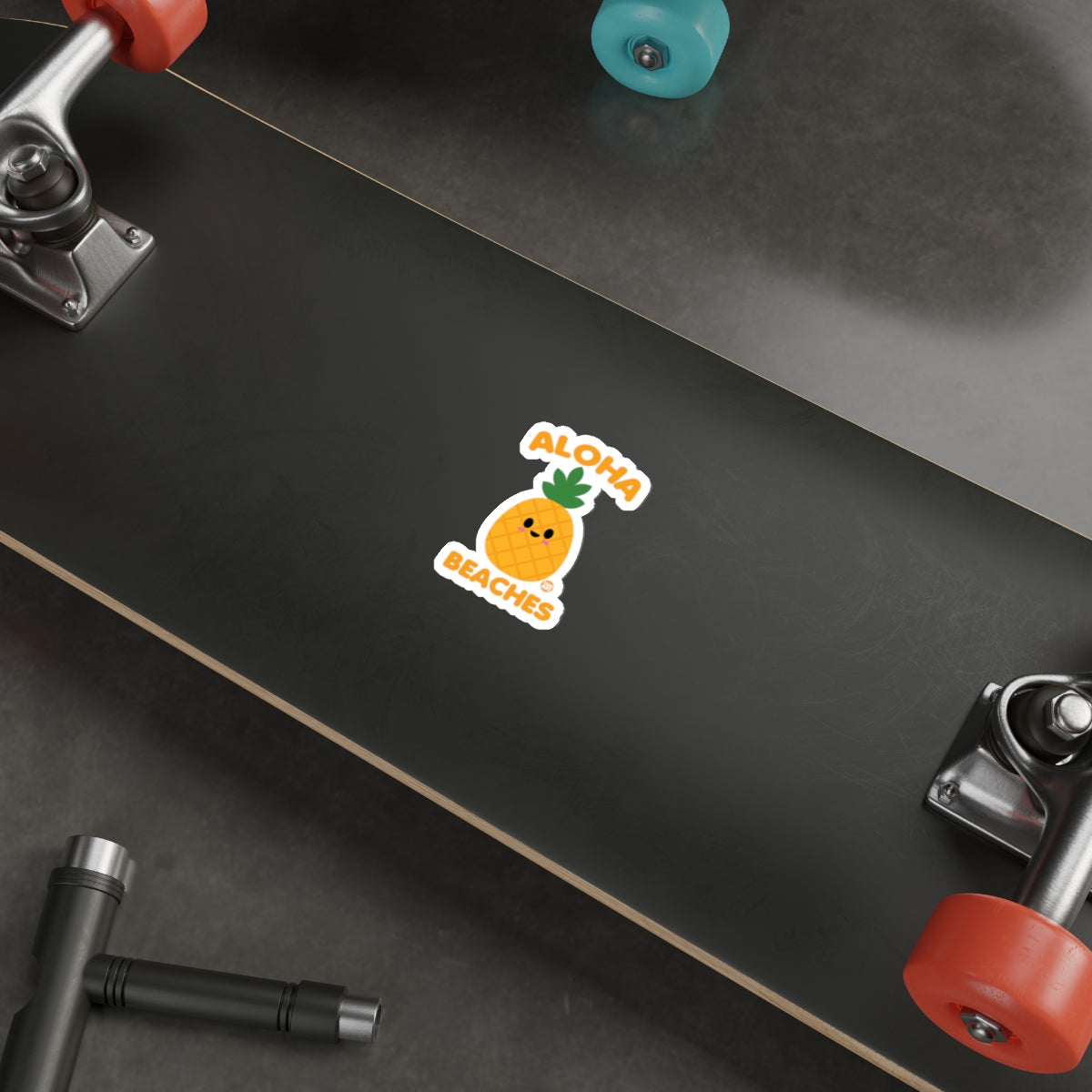 Aloha Beaches Pineapple Sticker for Skateboard