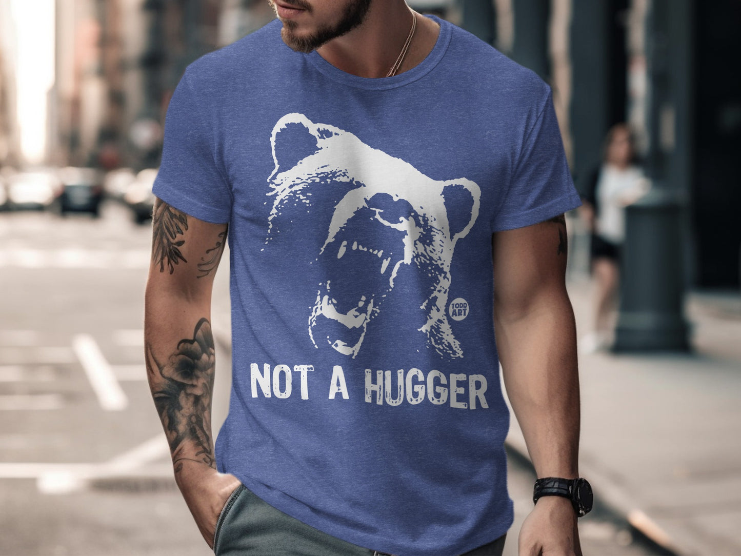 Men's Graphic Bear Not A Hugger Funny T-Shirt