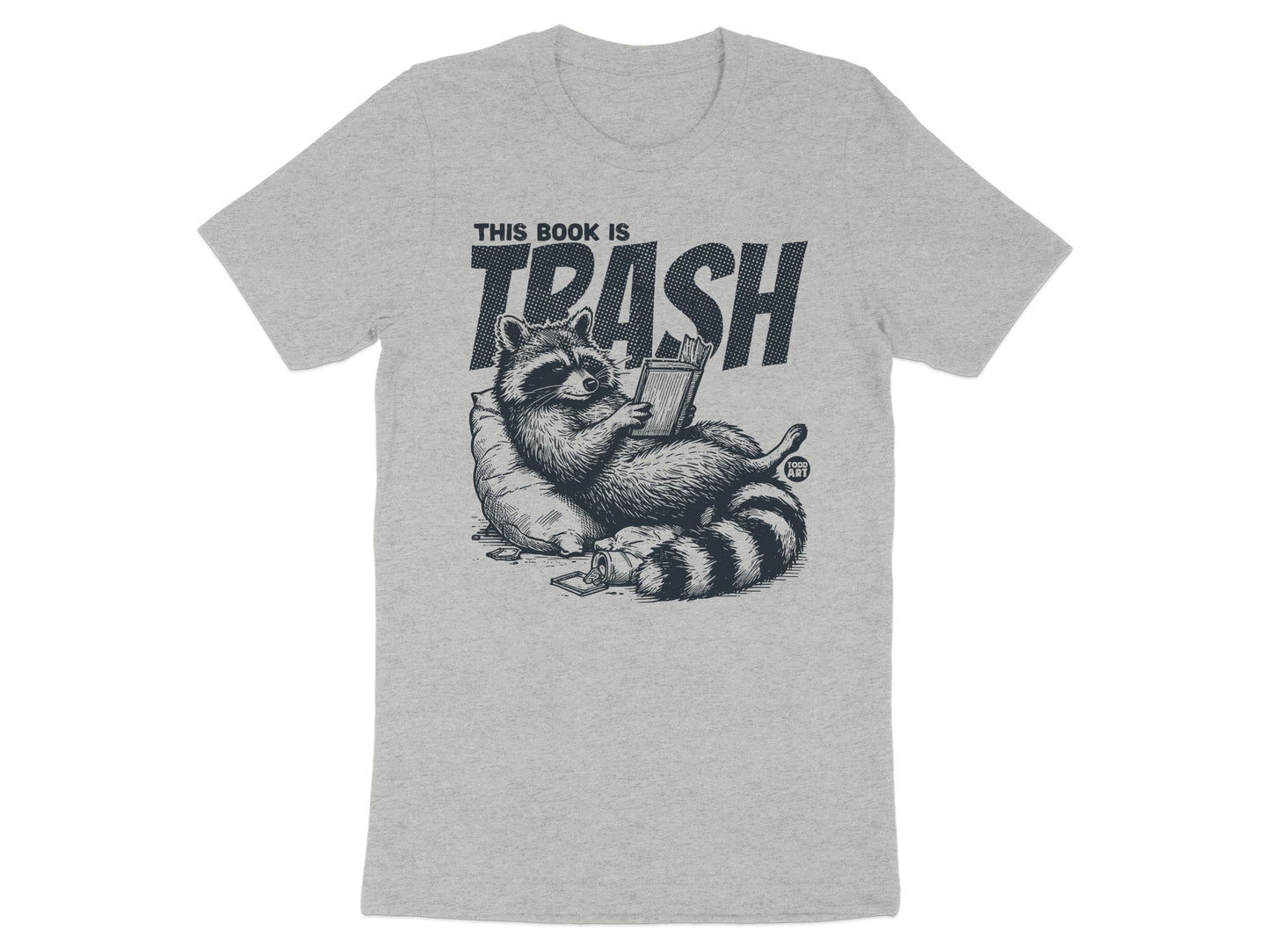 Raccoon Reading This Book is Trash T-shirt