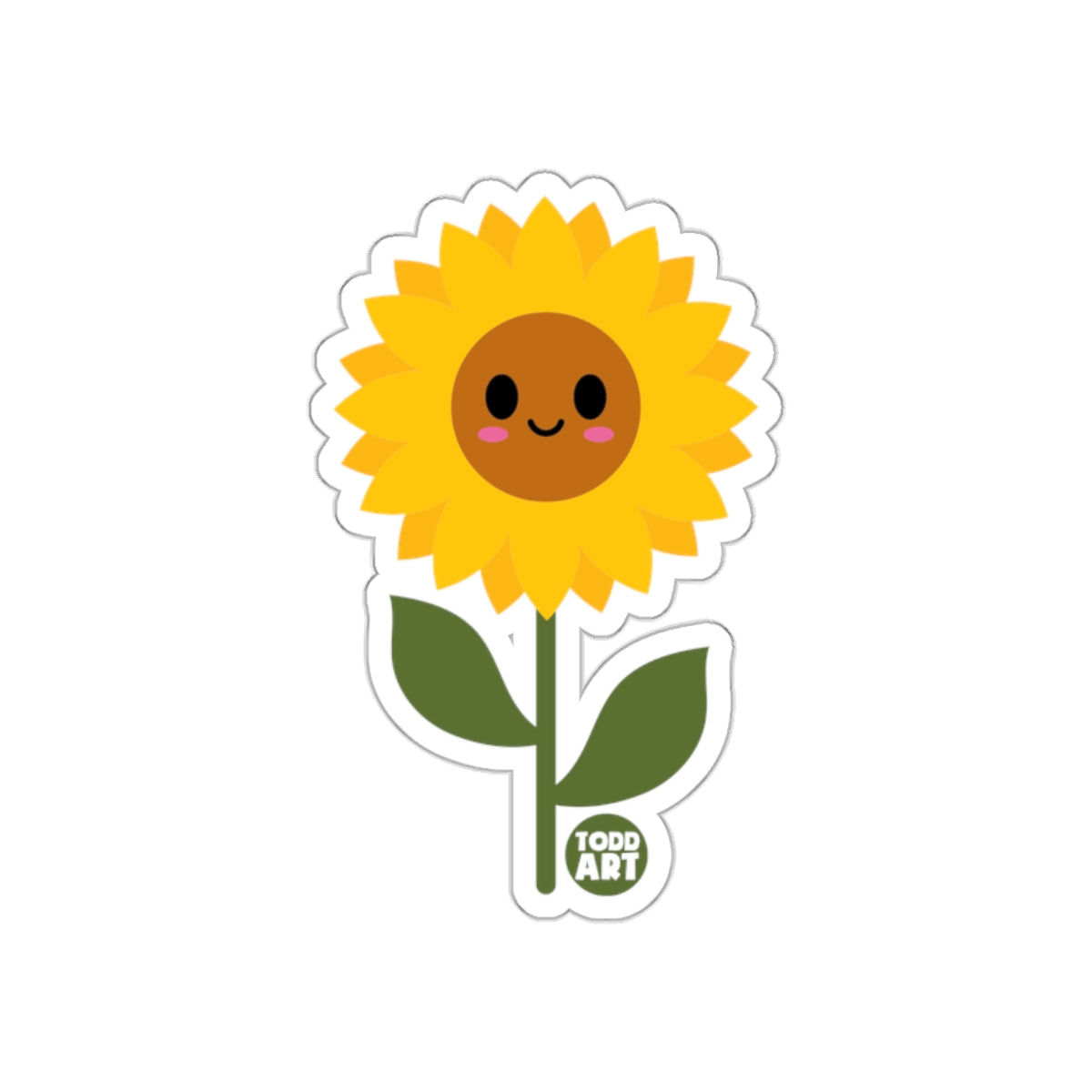 Cute Smiling Sunflower Todd Art Sticker for All Ages