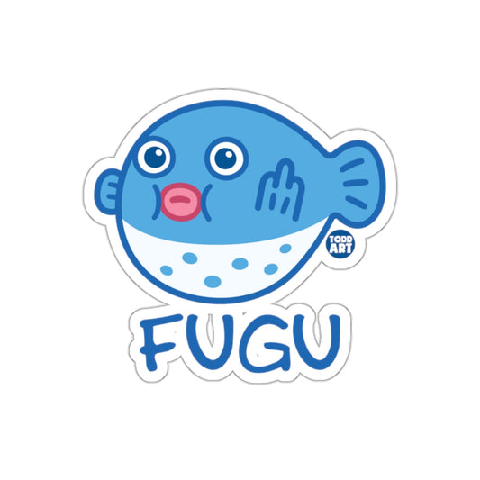 Fugu Blue Fish Character with Todd Art Logo Sticker