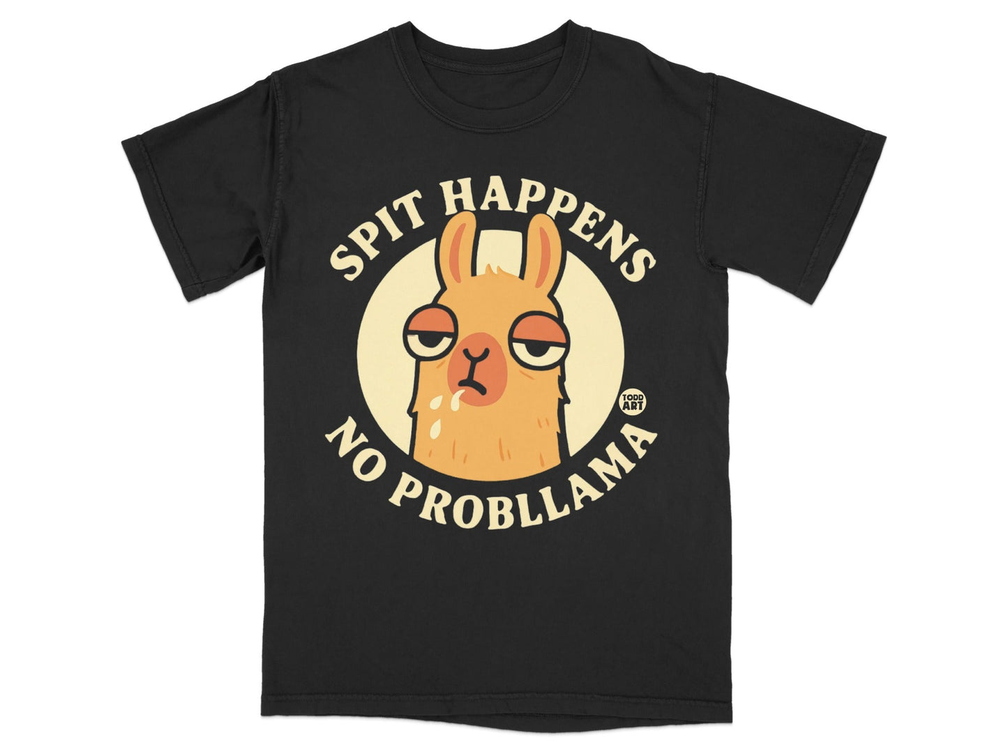 Spit Happens No Probllama Funny Graphic Tee Shirt