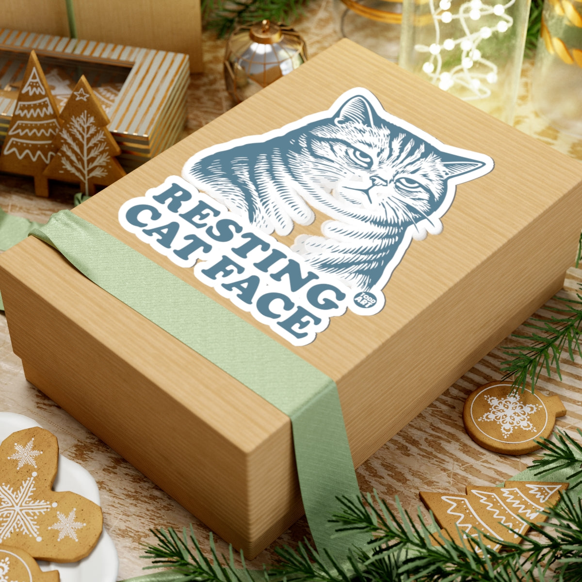 Resting Cat FaceTodd Art Sticker