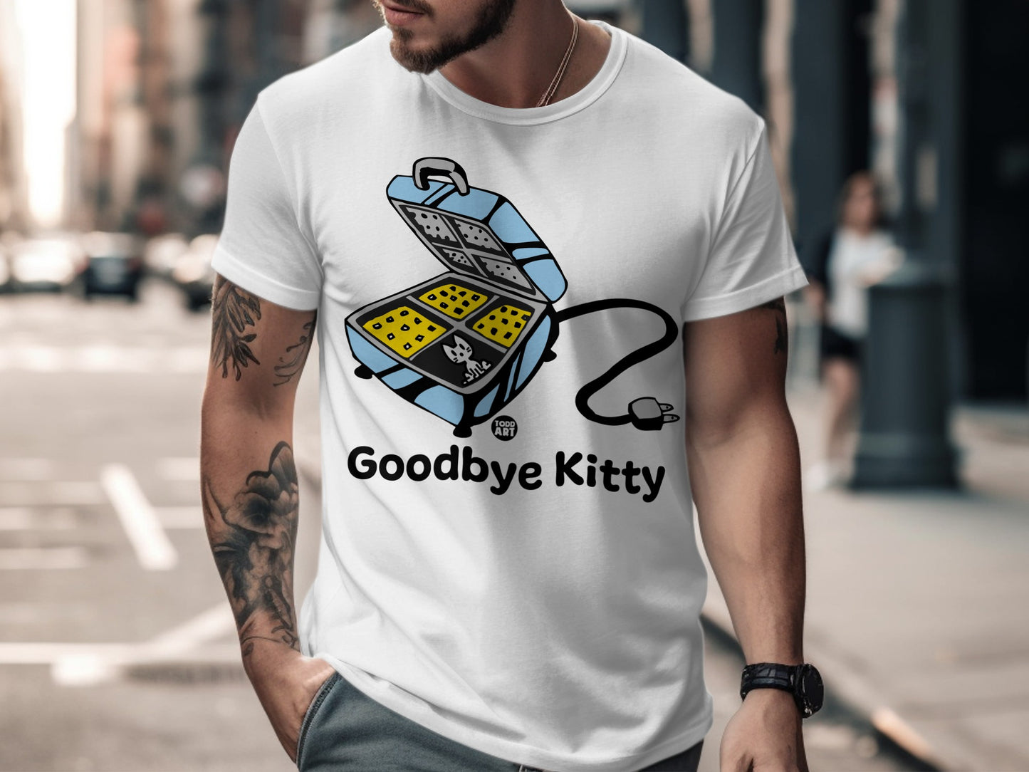Unique Humor Goodbye Kitty Graphic Tee Casual Shirt