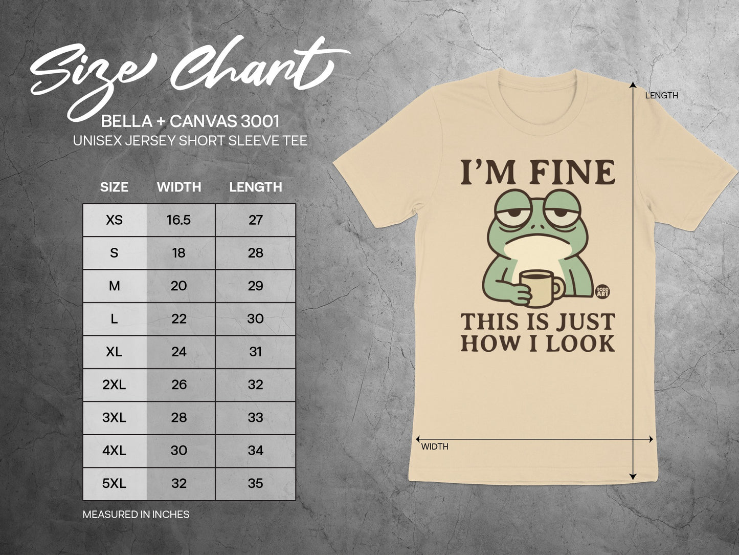 Funny I'm Fine Frog Design Short Sleeve Tee product type