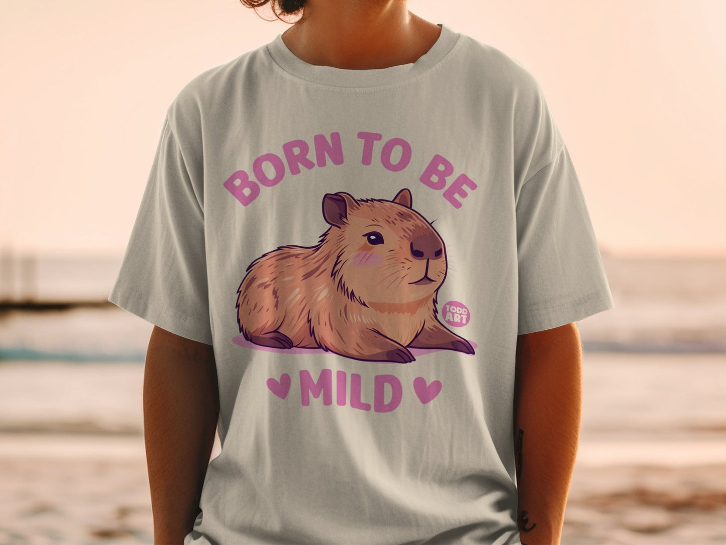 Born to Be Mild Cute Capybara Todd Art T-Shirt