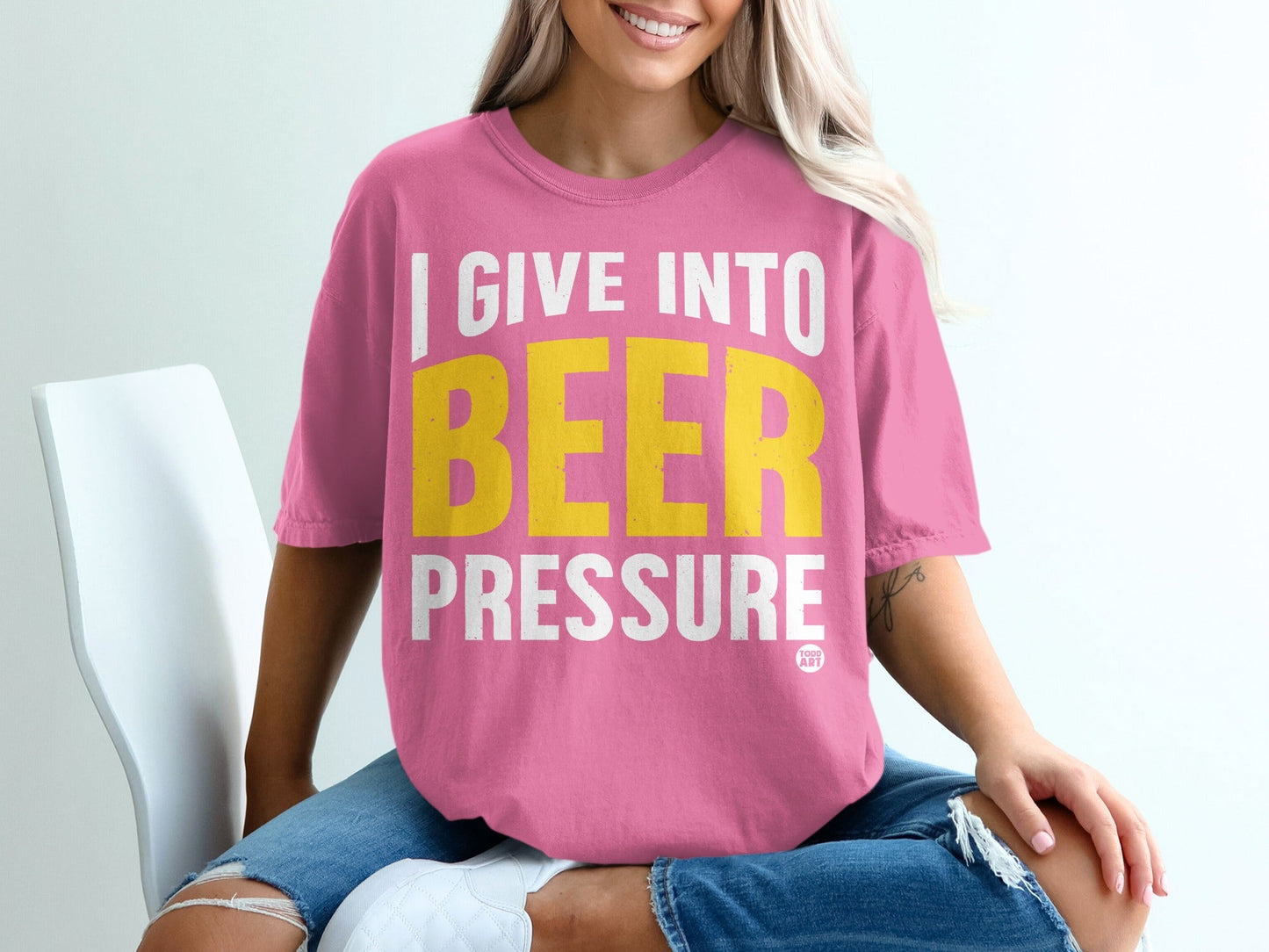 I Give Into Beer Pressure Funny Graphic T-Shirt