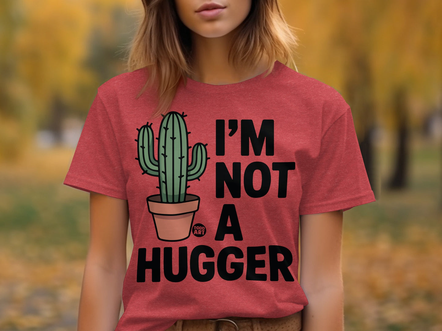 I'm Not A Hugger Funny Cactus Graphic T-Shirt