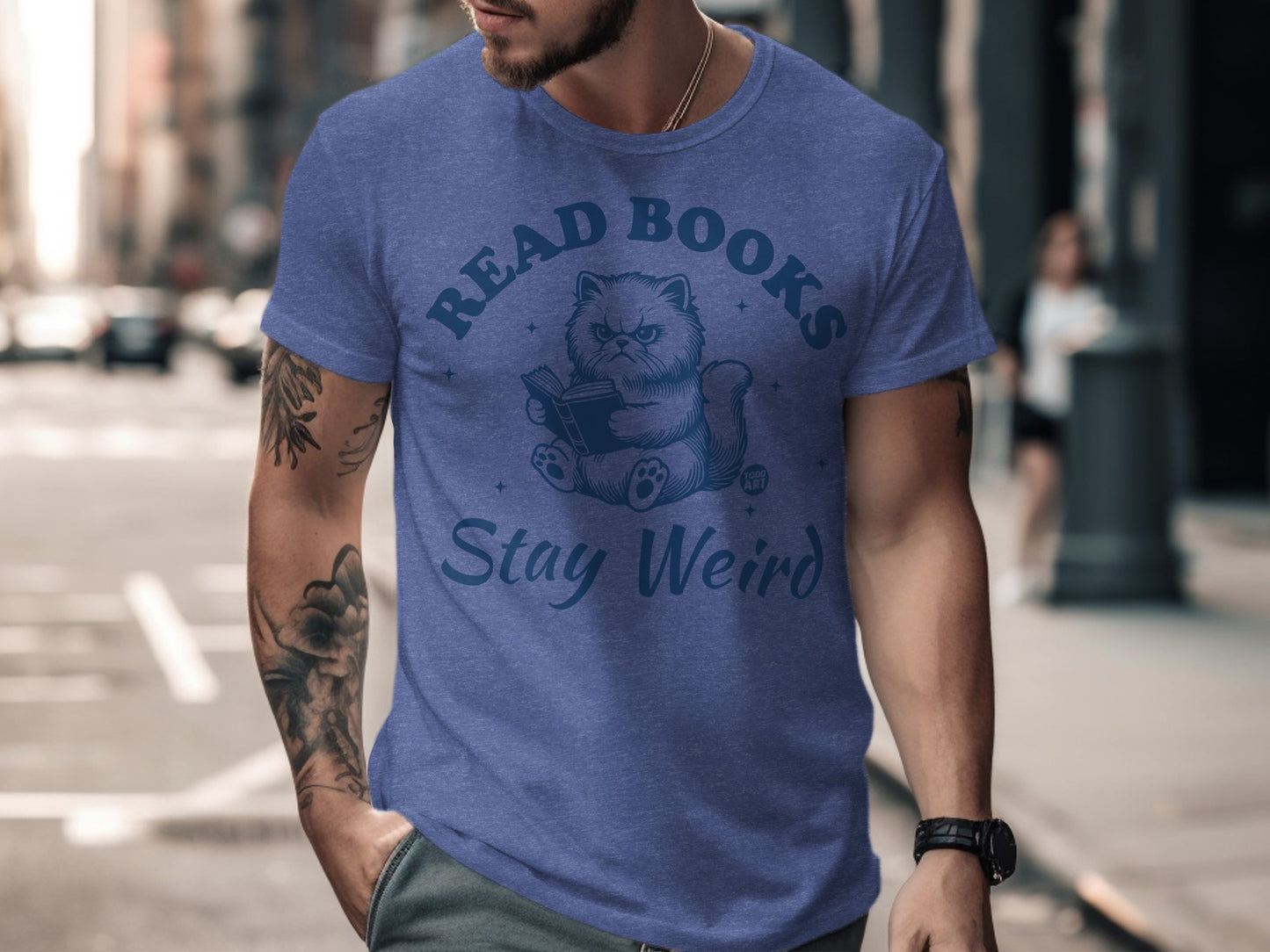 Read Books Stay Weird Cat Graphic T-Shirt