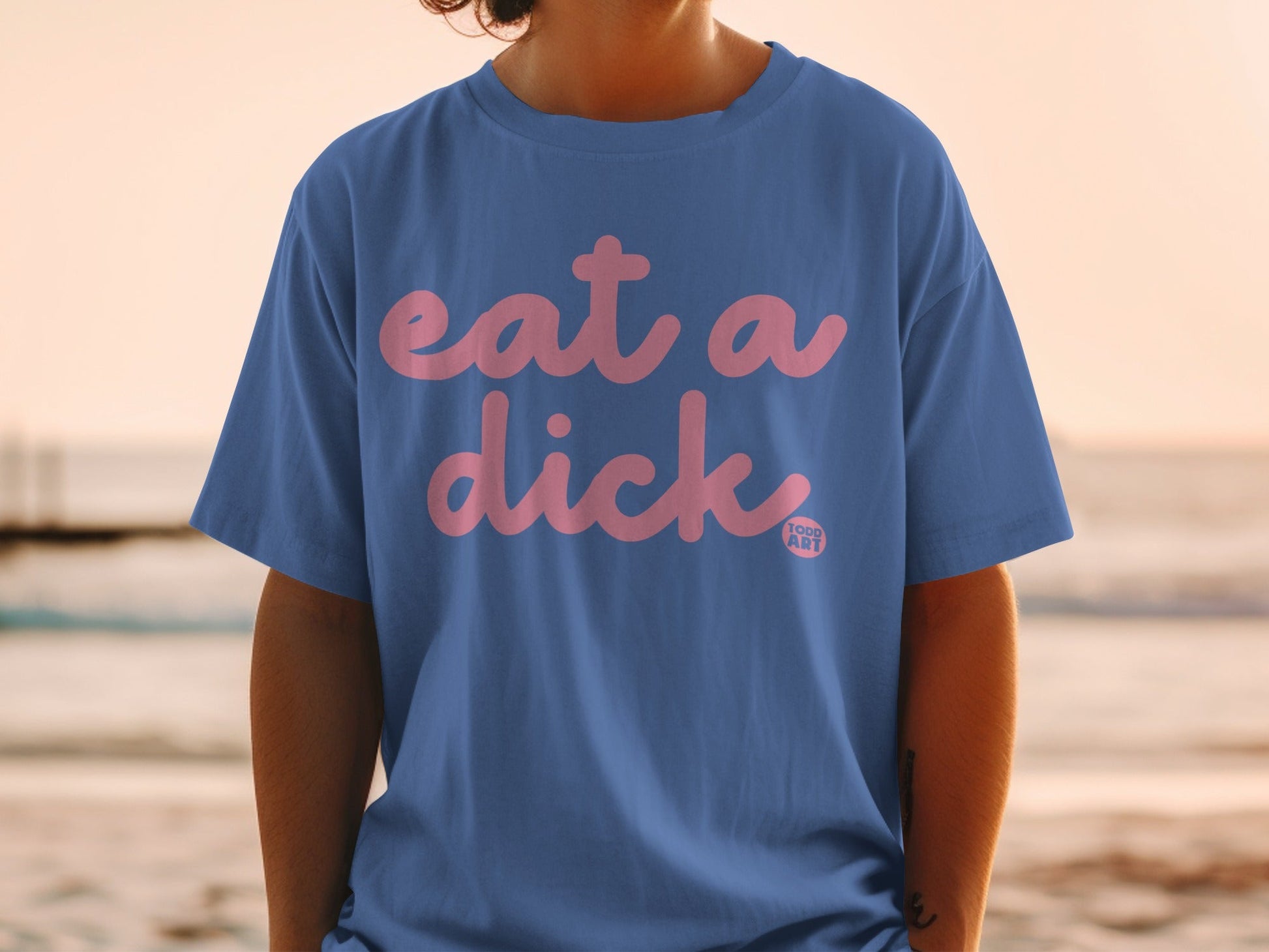 Eat a Dick Blue Graphic T-Shirt for Casual Wear