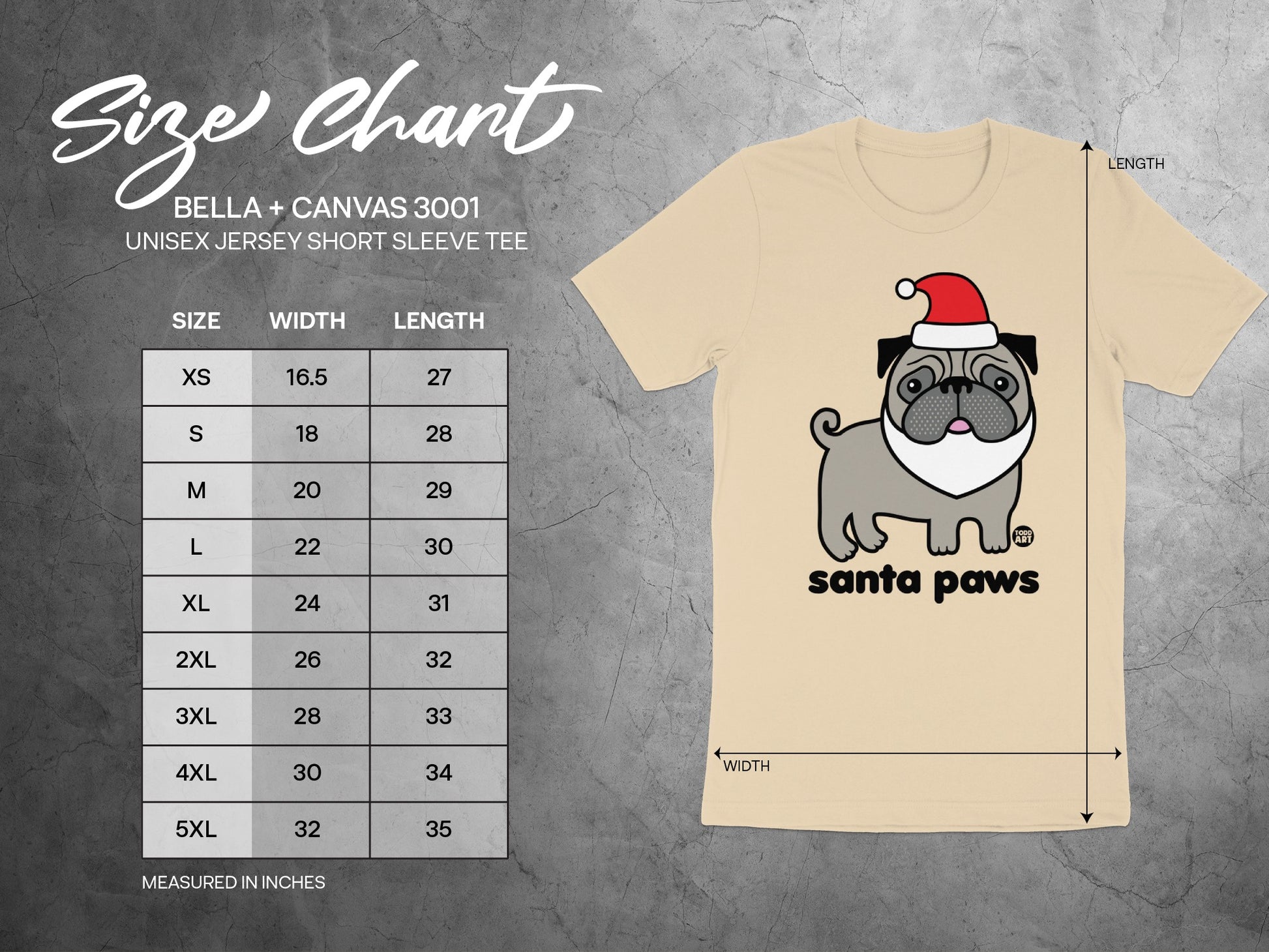 Santa Paws Holiday Pug Graphic T-Shirt