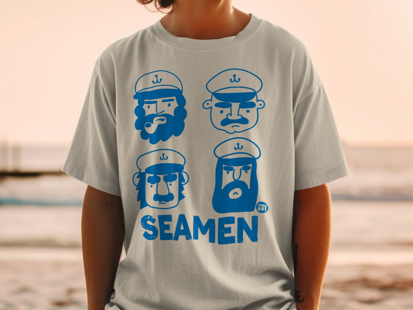 SEAMEN Cartoon Faces Graphic Blue T-shirt product type