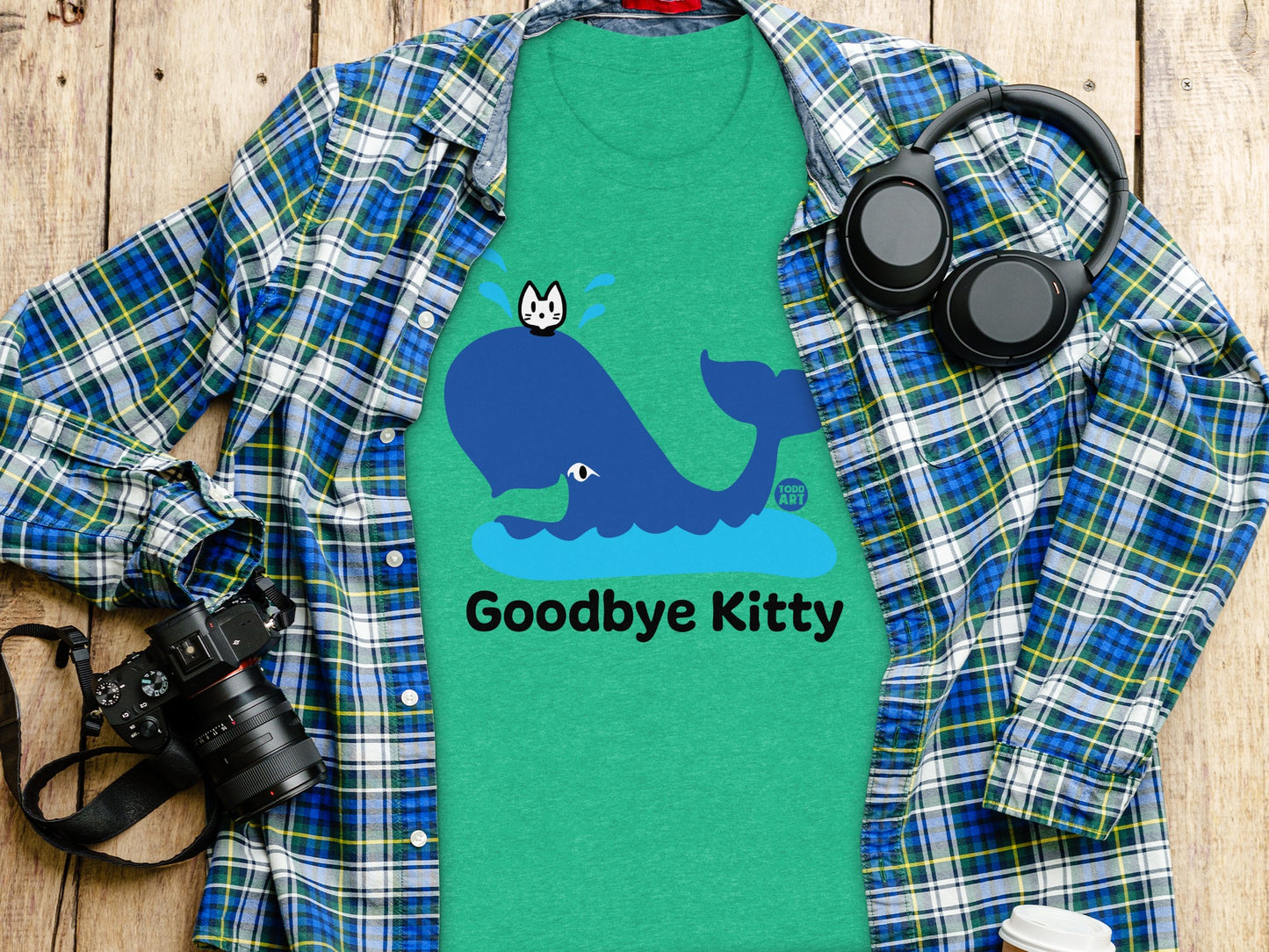 Goodbye Kitty Funny Whale Graphic T-Shirt