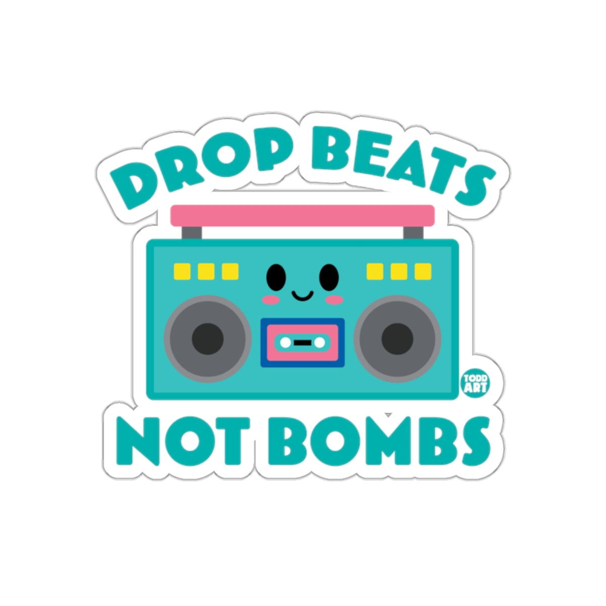 Drop Beats Not Bombs Boombox Sticker