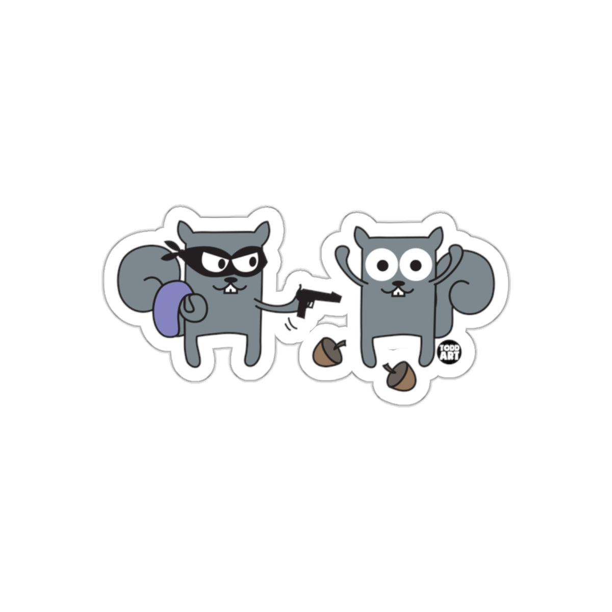 Squirrel Stick Up Funny Cartoon Scene Design sticker