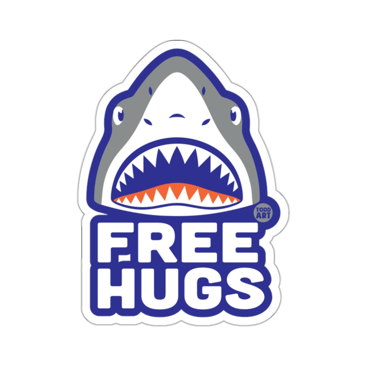 Shark Free Hugs Funny Cartoon Teeth Jaws Sticker 