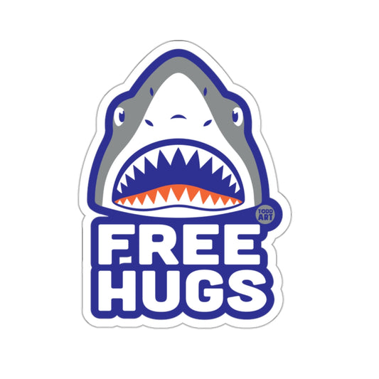 Shark Free Hugs Funny Cartoon Teeth Jaws Sticker 