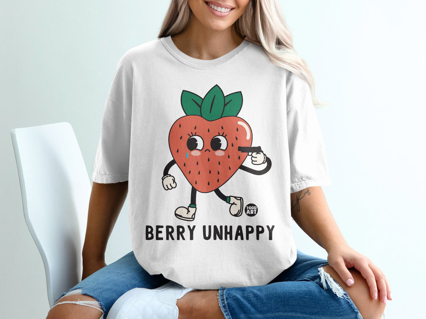 Crying Strawberry Gun Berry Unhappy Design product type