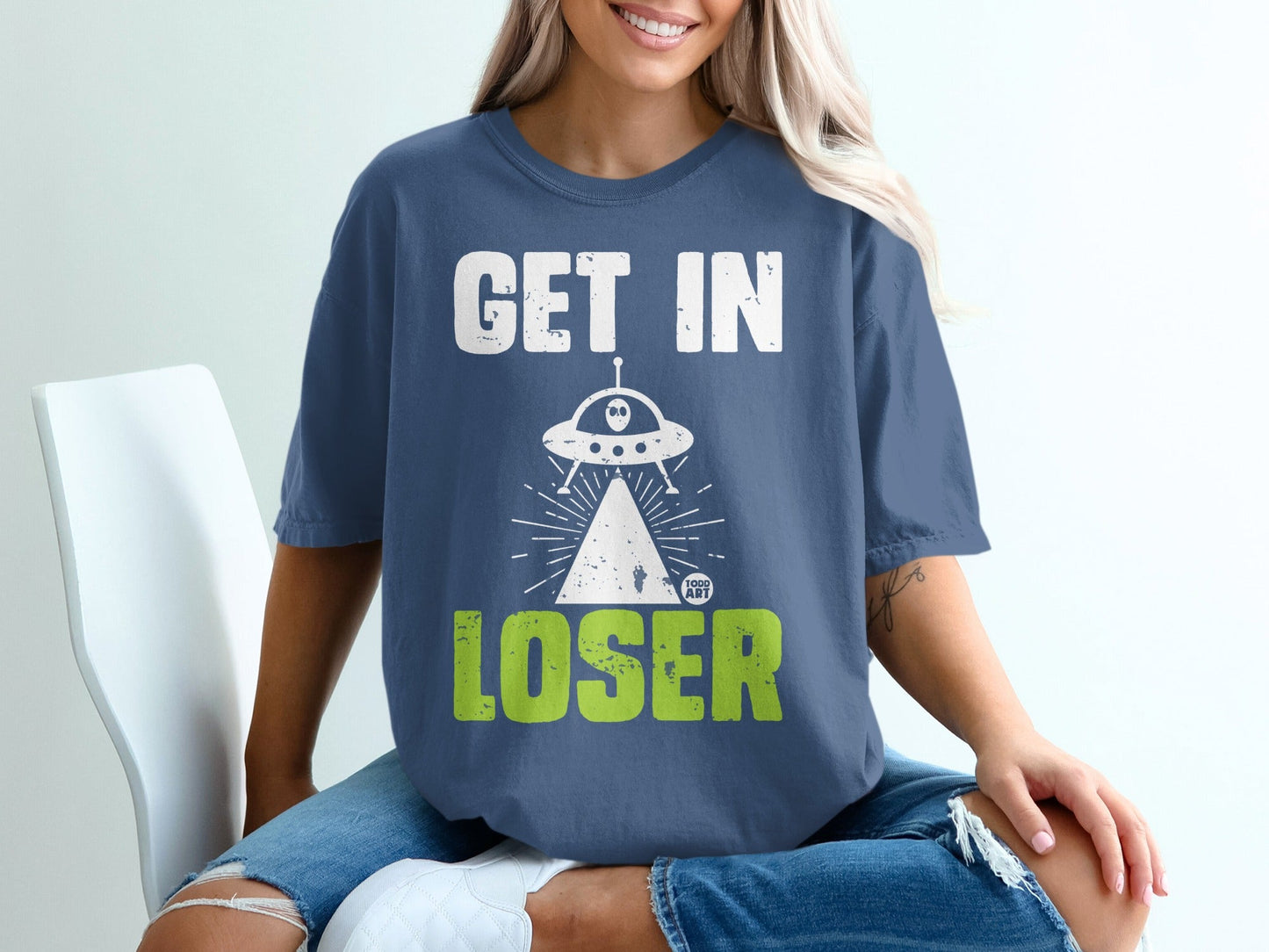 Get In Loser UFO Graphic Design Casual T-Shirt