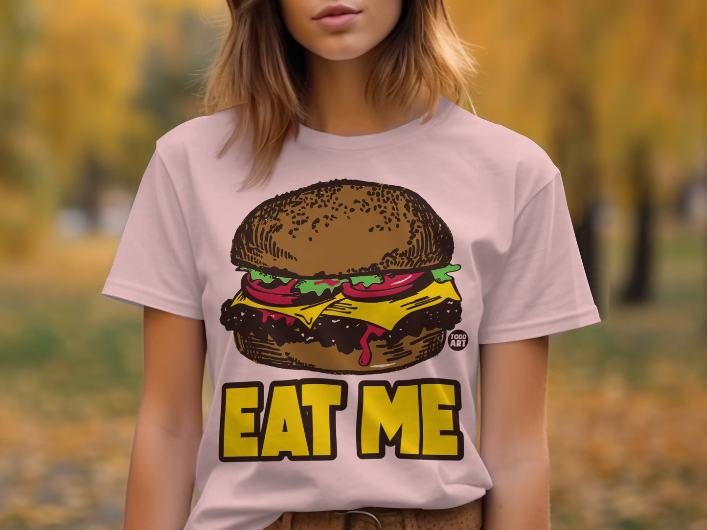 Eat Me Burger Graphic Tee Funny Food Lover Shirt